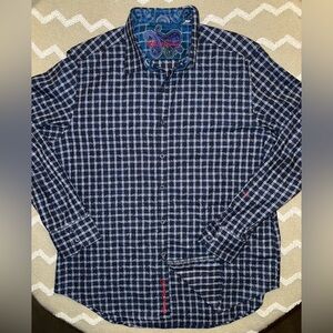 Robert Graham long sleeve Shirt‎ Mens Plaid Embroidered